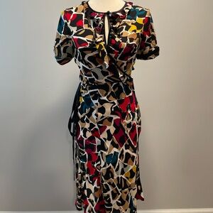 Diane von Furstenberg Colorful Midi Wrap Dress